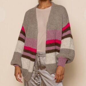 Summum Woman Amsterdam Puffy Sleeve Alpaca Blend Cardigan multi-color knit Med